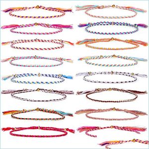 Charm Bracelets Hand Twist Bracelet Wrap Tibetan Cotton Rope Bead Tassel Adjustable Bracelets For Women Fashion Jewelry Gift Drop Del Dh3Vx
