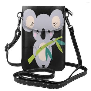 Duffel Väskor Kvinnor mobiltelefonväska läder crossbody påsar-skär koala tecknad mini axelväska kort hållare plånbok