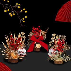 装飾的な花縁起の良い木の木の装飾品2022年タイガーデコレーションホームデコレーションハウスウォーミングハッピーモービングギフト