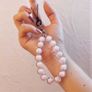 1PC Handy Straps Charme Macaron Kristall Perlen Mobile Kette Anti-Verloren Lanyard Für Frauen Schmuck Handgelenk Gurt seil Neue