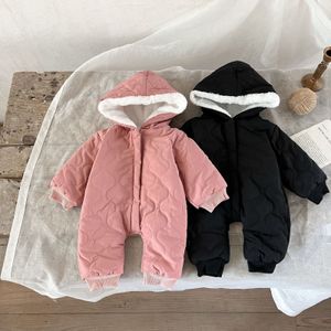 Rompers 024m baby flickor pojkar romper varm höst långärmad tjock foder jumpsuits vinterkläder kläder 221117