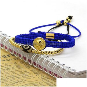 Braccialetti con ciondoli Gioielli di alta qualità Commercio all'ingrosso 10 Pz / lotto Mix Colori Ottone Rotondo Skl Rame Bracciali Per Uomo Drop Delivery Dhwlh