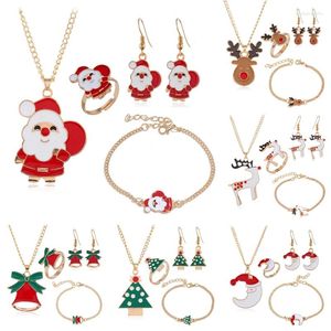 Brincos de argola série de natal boneco de neve sino elk snowflake árvore santa colar bacelet moda festival fofo chris