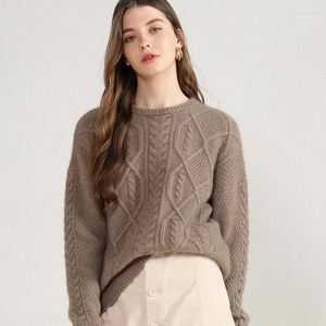 Women's Sweaters Women's 8 Ply Winter Thick Cashmere Sweater Woman Large Size Fashion Ladies Warm Pullovers Cable Knitted Long Sleeve