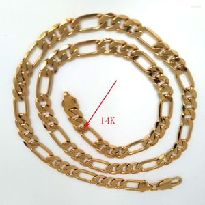 Pendanthalsband 14K italiensk Figaro Link Chain Necklace Stamp Solid Fine Gold GF 24 