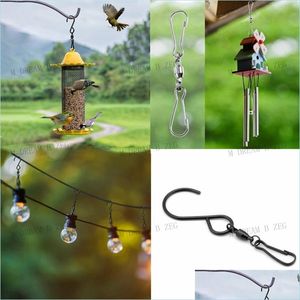 Hooks Rails Bearing Hooks Wind Chime Hook rostfritt stål roterande 360 ​​grader S form svängbar snurr displayhängare windrotating dro dhabe