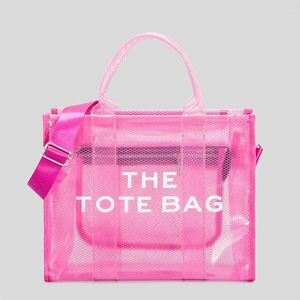 어깨 가방 여성 브랜드 토트 핸드백 투명 PVC 비치 가방 투명 대형 럭셔리 디자이너 크로스 바디 여름 젤리