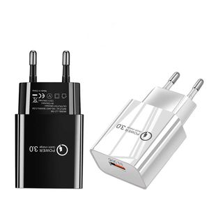 QC 3.0 EU US AC Wall Charger Travel Fast Charging Power Adapter 5V 3A USB Plug Home Travel Quick Chargers Adaptor For Samsung Xiaomi LG Android phone pc