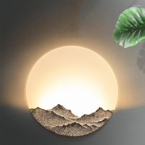 V￤gglampor kinesisk stil lampa led sovrum kreativ personlighet s￤ngen zen g￥ng ljus hemljusarmaturer