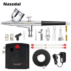 Püskürtme Tabancalar Nasedal NT-19 Çift Hareketli Airbrush Kompresör Kiti 0.3mm Taban Tırnak Modeli Kek Araba Balık Ayakkabıları Boyama 221118