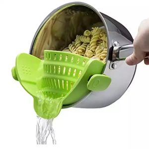 Verstellbares Siliziumsieb Spaghetti Filter Colander Drainer Clip auf Lebensmittelsieb für Töpfe Pfannen und Schalen