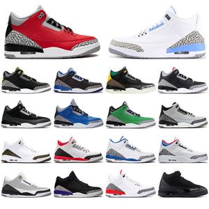 Jumpman 3s Outdoor Shoes For Men Red Cement Court Purple Chlorophy Wolf Gray True Blue Good Quality Trainers Sports sneakers met sokken