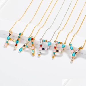 Anhänger Halsketten 26 Anfangsbuchstaben Halsketten Frauen Diamantschmuck Az Alphabete Gold Platin überzogen Mode Colorf Anhänger Neckla Dhycc