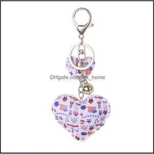 Favor de festa do cora￧￣o Key Ring Party Favor Colorf American Flag Keychains