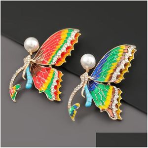 Pins Brooches Pins Brooches 2021 Rhinestone Imitation Pearl Butterfly For Women Fashion Wedding Party Brooch Pin Gift Drop Delivery Dhyta