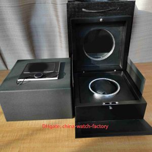 Yüksek dereceli saat kutuları Hub Bang Watches Orijinal Kutu Kağıtları Ahşap Siyah Deri Kilit Cam Zgü Işıklar HUB4100 için kol saatleri için 190mm x 190mm x 120mm 1.2kg