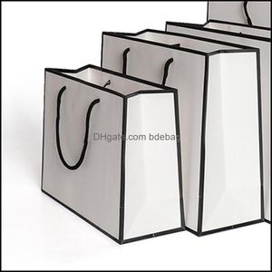 Present Wrap Gifts White Card Packaging Bag Clothing Kraft Paper Bags Fashion Storage Handbag Shop Advertising Environmental Custom 1 8 Dhez8