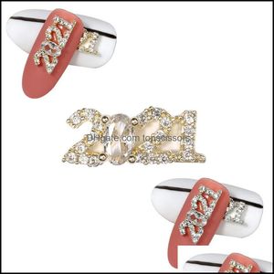 Decorazioni per nail art Cubic Zirconia 3D 2021 Adesivi per nail art Paillettes in lega placcata oro con strass Cz Drop Delivery Salute Bea Dhuzd