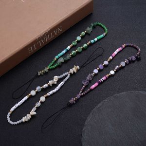 1PC Strapy z telefonów komórkowych Uroks Kreatywny kolor żwirowy łańcuch mobilny Kobiety Dziewczyny Anti-Glost Fashion Jewelry TEADE CELLON PISK STROW Smyczanie Smyczanie