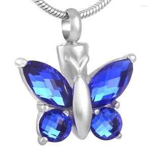 Pendant Necklaces IJD8497 Shiny Butterfly With Crystal Pets Cremation Necklace For Memorial Ashes Holder Stainless Steel Urn Jewelry