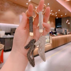 Keychains Keychain Creative Gift Crystal High Heels Bil Key Chain Ring Flash Diamond Ladies Bag Pendy Par Christmas