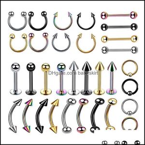 Body Arts Professional Piercing Kit Stainless Steel G G Belly Tongue Tragus Nipple Lip Nose Ring Body Jewelry Drop Deliver Dhcjc