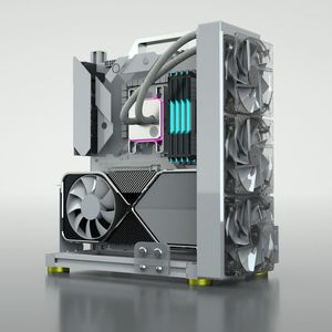 Cabos de computador liga de alumínio de alumínio Open Case Gaming Chassis Desktop Surupa Caixa de resfriamento de água MATX ITX ATX EATX Personalidade Criatividade