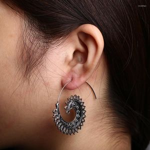 Hoop Earrings Bohemian Spiral Round Earring Oorbellen Shellhard Punk Metal For Women Fashion Ethnic Tribal Drop Jewelry
