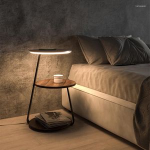 Floor Lamps Modern Nordic Bedroom Lamp Wireless Charging Living Room Bookshelf Tea Table Design Sense Bedside Light LED