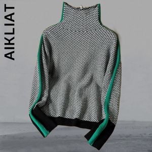 Женские свитера Aikliat Turtleneck вязаные женщины теплые шикарные корейские дамы пуловер сладкая одежда 221118