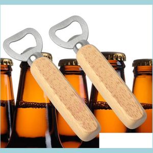 Openers Kitchen Bottle Opener Tools Wooden Handle Beer Openers Bar Soda Wine Drop Delivery Home Garden Dining Dh9Lc