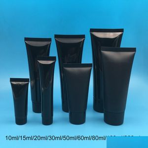 収納ボトルジャー10ml 30ml 50ml 100ml 200gブラックプラスチックソフトボトルスクイーズチューブローションクリームパッケージ空の化粧品dhdvv