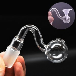 Bent Glass Oil Burner Pipe 10mm 14mm 18mm Male Female Bubbler Oil Nail Adapter for Dab Rig Bong Hookah Accessories with One Funnel