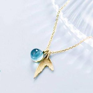 Chains Fashion Jewelry Crystal Foam Necklace Mermaid Tear Fish Tail Pendant Creative Clavicle Chain Items