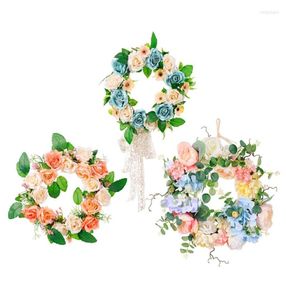 Flores decorativas Y5GA Artificial Spring e Summer Wreath Wrinal