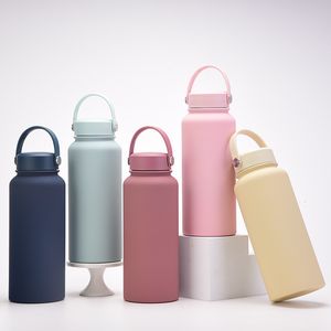 Garrafas de água 1L 32 onças de grande capacidade ThermoC Copo de aço de parede dupla e Flask de vácuo isolado a frio Sport 221118