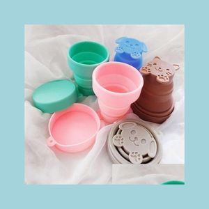 Tumblers 5 färger Teleskop Cup Portable Sile Folding 170 ml utomhus cam Travel Collapsible Dractable Cups Table Srop Delivery DH9U4