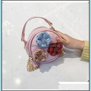 Party Favor Kids Designer Handväskor Mini Bag Party Favor Flowers Round Girl Shoder Bags Women Coin Purses Brand Crossbody Small Walle Dhewu