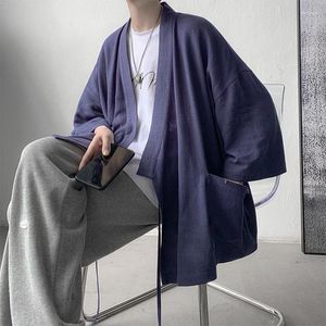 Etnisk kläder kinesiska stil män retro mode lös kofta jackor kappa toppar mantel japansk hajuku kimono asiatisk oriental 30203