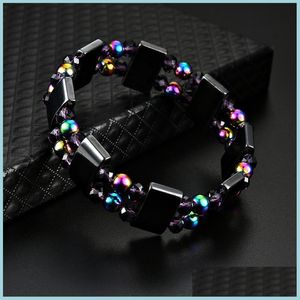 Bracelete de hematita magnética do arco -íris de miçanga mtilayer pulseira punhos de pulseira de joalheria mulheres pulseiras masculas entrega de moda dh2vz