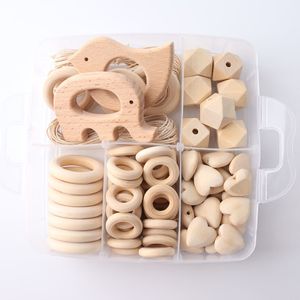 Soothers Zähler 1Set Holzperlen Tier Rasseln Bio -Kinderspielzeug Holz BPA Freie DIY -Halskette Armband Baby Pflegezubehör 221117