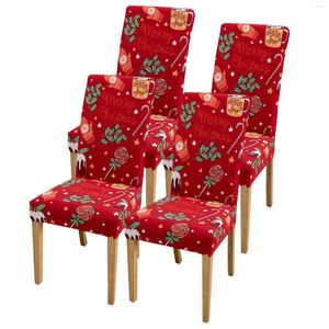Fodere per sedie Custodia protettiva per Natale Confezione da 4 protezioni rimovibili elastiche classiche con alberi Babbo Natale