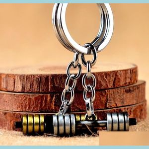 An￩is -chave Esporte Sport Bodybuilding Dumbbell Key Ringmetal Bronze Keychain Bag Hangs Homens Homens Moda J￳ia Droga Distro Dhiml