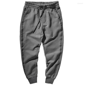 Men's Pants Heavy-weight Extra-fleece Extra-thick Casual Hoodie Boys Side Straps Knitted Lamb Wool Inner Track