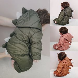 Strampler Winter Baby Gepolsterte Leichte Dinosaurier Jungen Mädchen Baumwolle Overalls Kleinkinder Kinder Kleidung Mit Kapuze Kleidung 221117