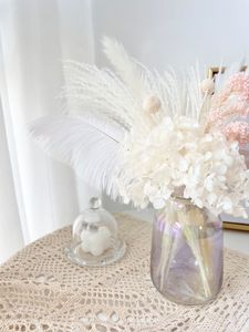 Dekoratif Çiçek Çelenkleri Kurutulmuş Lüks Lüks Yüksek Dereceli Gerçek Hava Kurutma Süsleri Diy Reed Hydrangea Ebedi Buket Oturma Odası Dekorasyonu 221118