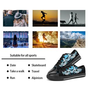 män kvinnor diy anpassade skor låg topp canvas skateboard sneakers trippel svart anpassning uv tryck sport sneakers kele279