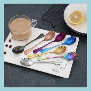 Spoons Shell Shape Stainless Steel Spoon For Coffee Sugar Dessert Ice Cream Salad Table Spoons Flatware M Dream B Zeg Drop Delivery Dhkjx