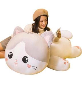 Новая Jumbo Cute Cartoon Cat Plush Toy Big фаршированная мягкая кошачья кукла Спящая подушка для девочек -детей подарка на день рождения deco 120см 150см.