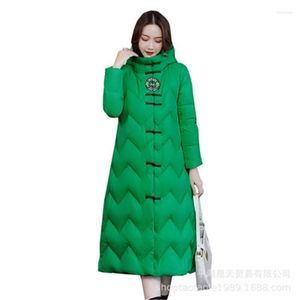 Женские траншеи китайский стиль женский хлопок зимний женщина Long Parkas Cheongsam воротнич